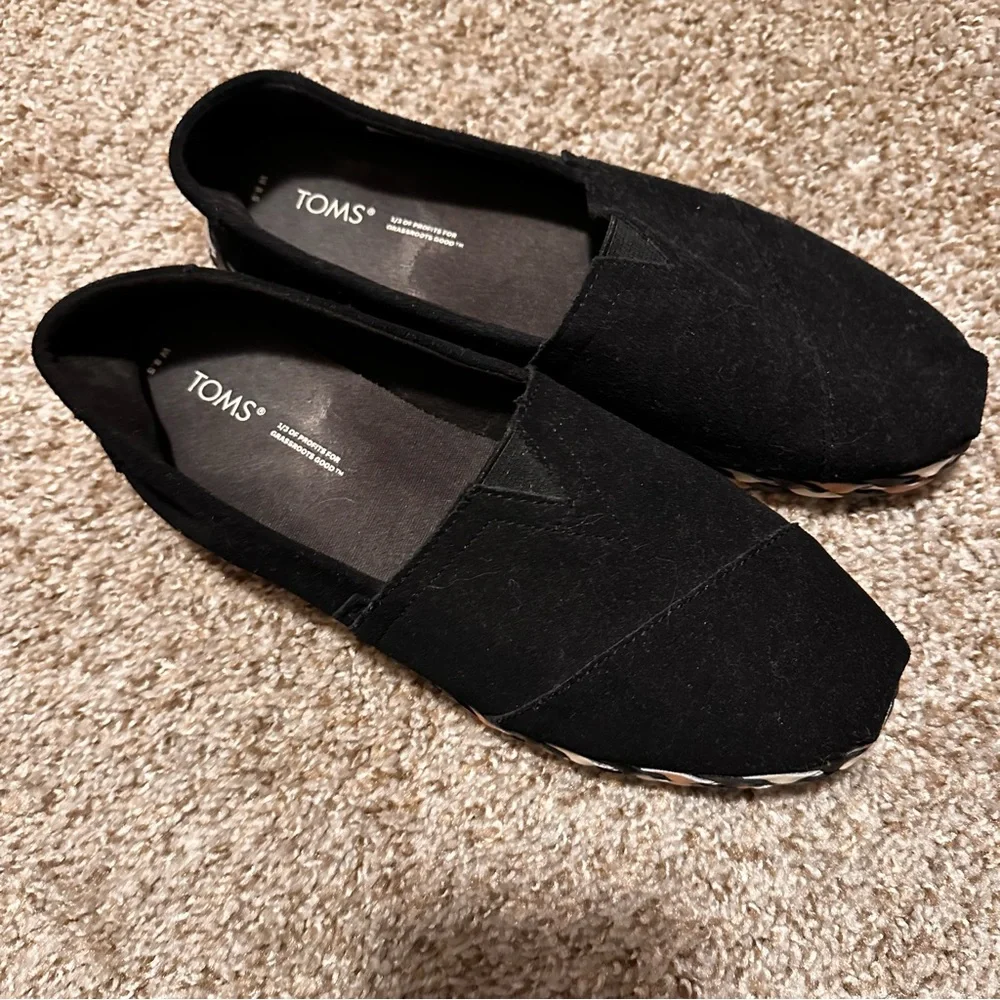 TOMS Alpargata Vetiver Black Suede Leather Slip-On Size 8.5 - Picture 5 of 9